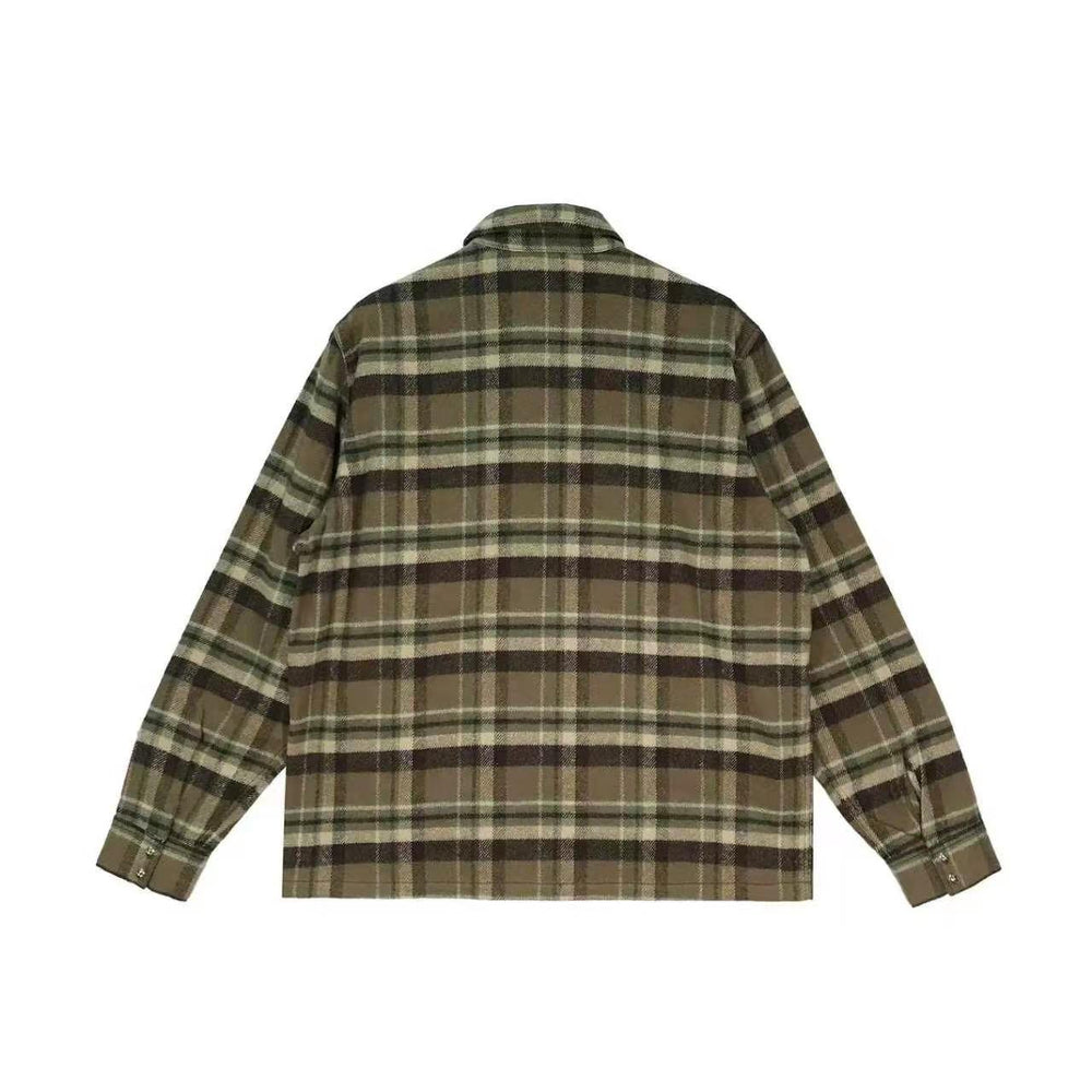 Chrome Hearts Khaki Work Dog Plaid Shirt Flannel Jacket - SHENGLI ROAD MARKET