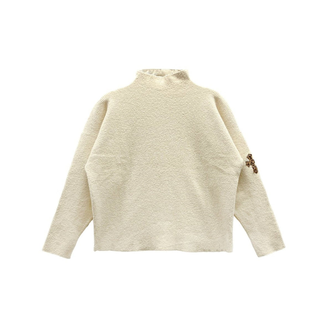 Chrome Hearts Knitted Cream Cheetah Cross Patch Sweater - SHENGLI ROAD MARKET