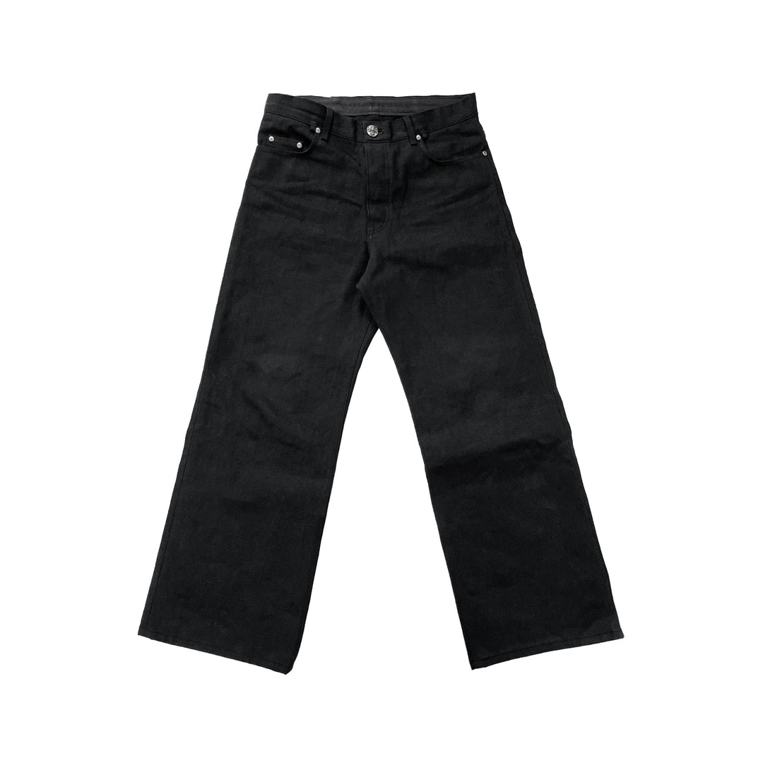 Chrome Hearts KS Cross Button Indigo Black Jeans - SHENGLI ROAD MARKET