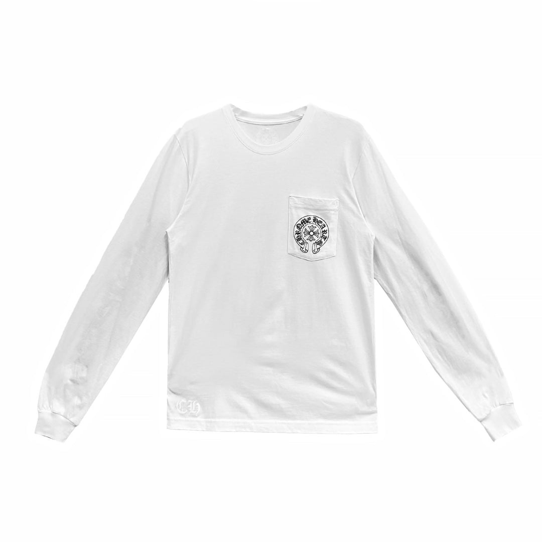 Chrome Hearts Las Vegas Exclusive Horseshoe White Long Sleeve Tee - SHENGLI ROAD MARKET
