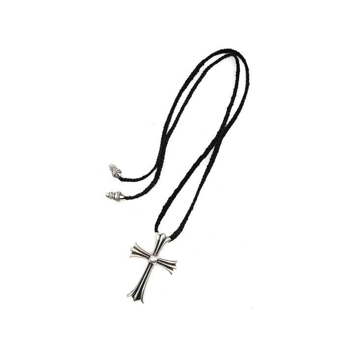 Chrome Hearts Leather Braids Silver Cross Necklace - SHENGLI ROAD MARKET