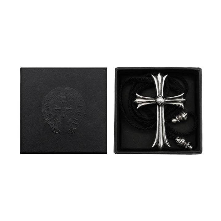 Chrome Hearts Leather Braids Silver Cross Necklace - SHENGLI ROAD MARKET