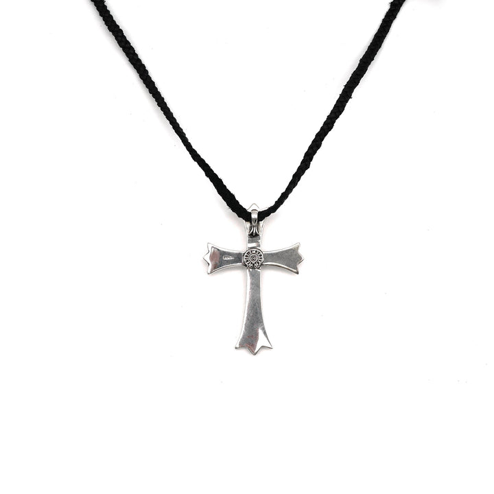Chrome Hearts Leather Braids Silver Cross Necklace - SHENGLI ROAD MARKET