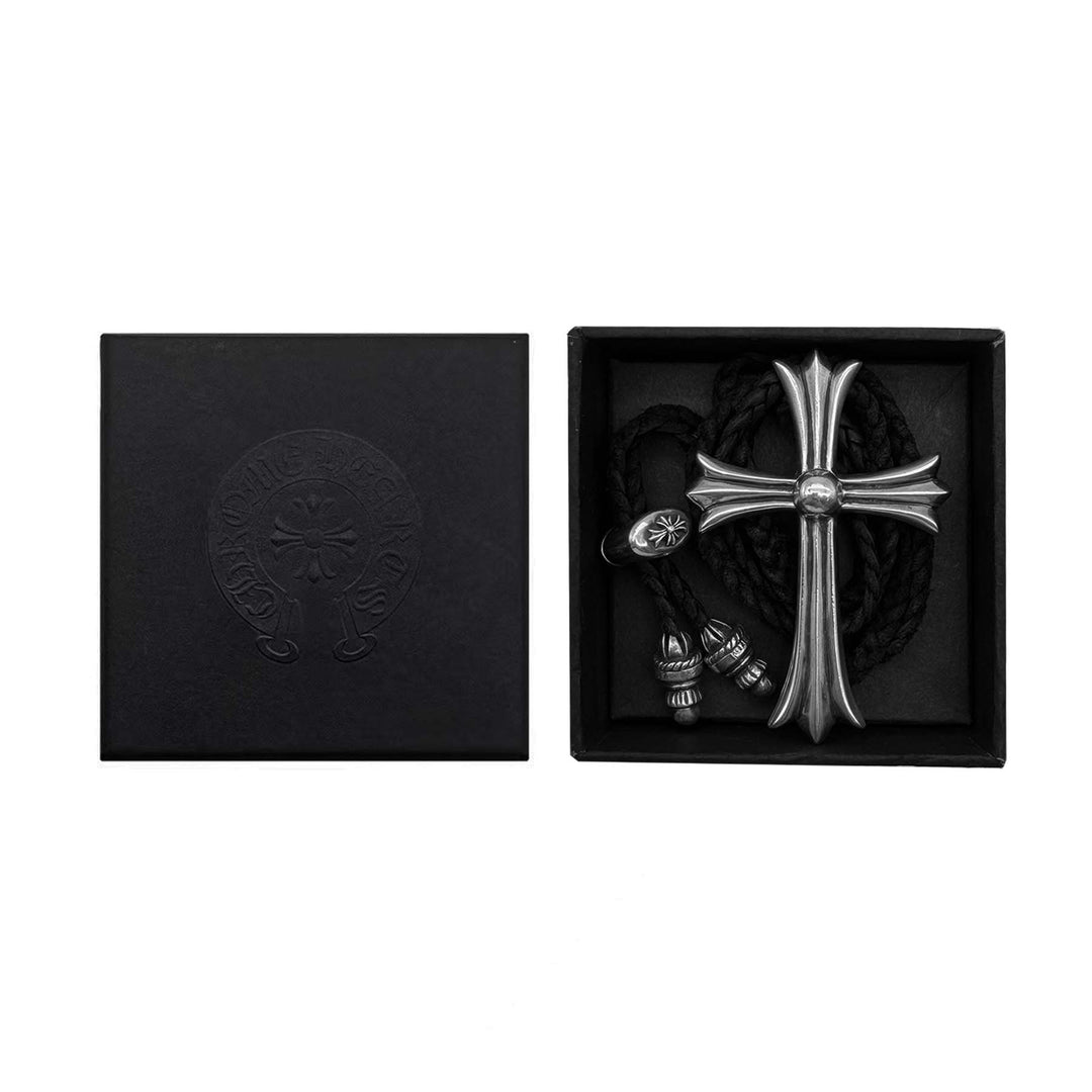 Chrome Hearts Leather Braids Silver Cross Stopper Necklace - SHENGLI ROAD MARKET