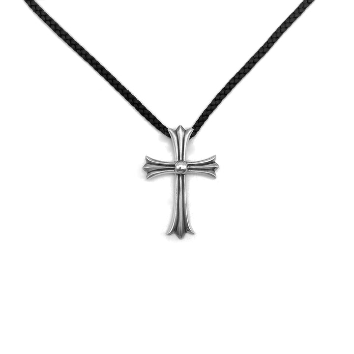 Chrome Hearts Leather Braids Silver Cross Stopper Necklace - SHENGLI ROAD MARKET