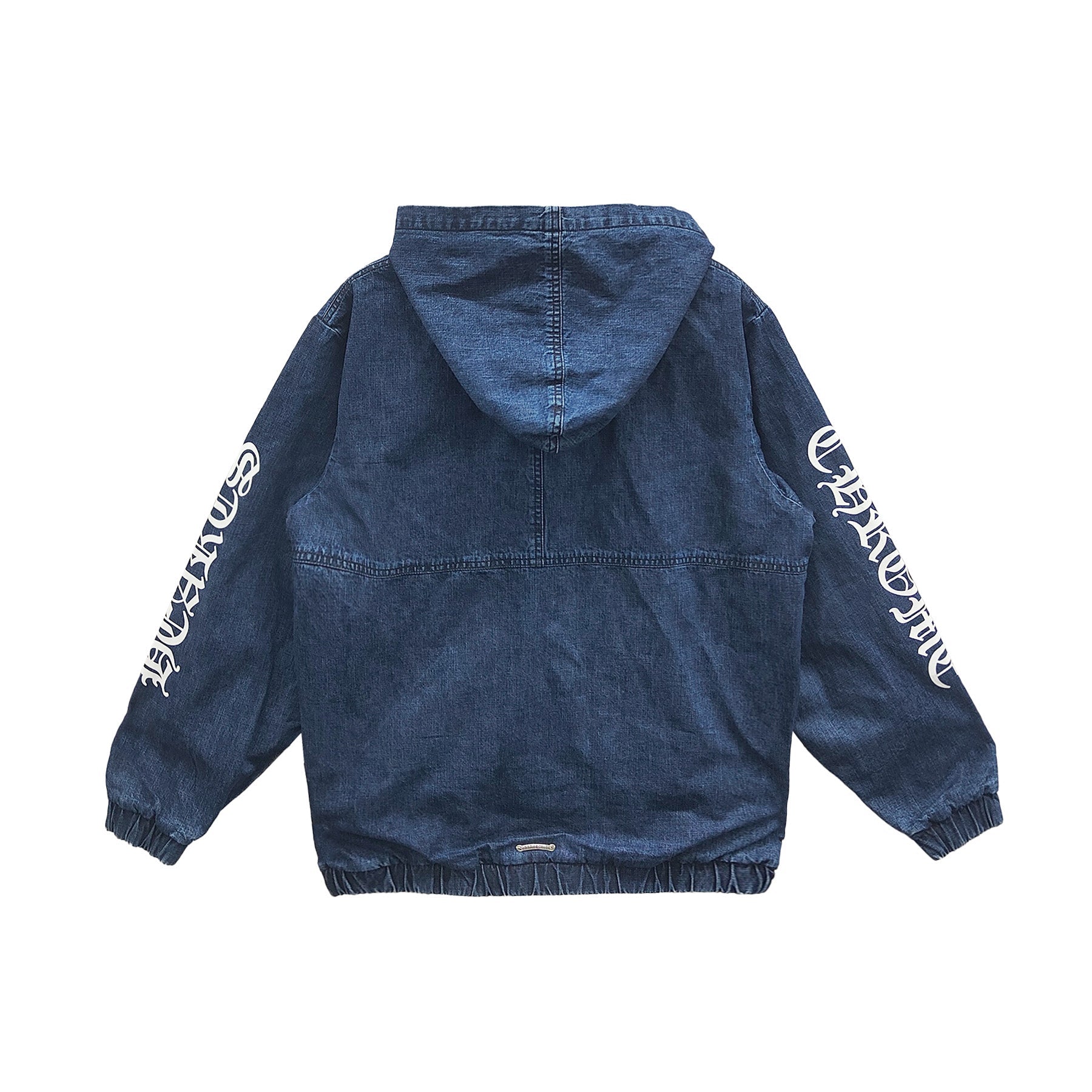 Chrome Hearts Leather Cemetery Triple Cross Denim Quarter-Zip
