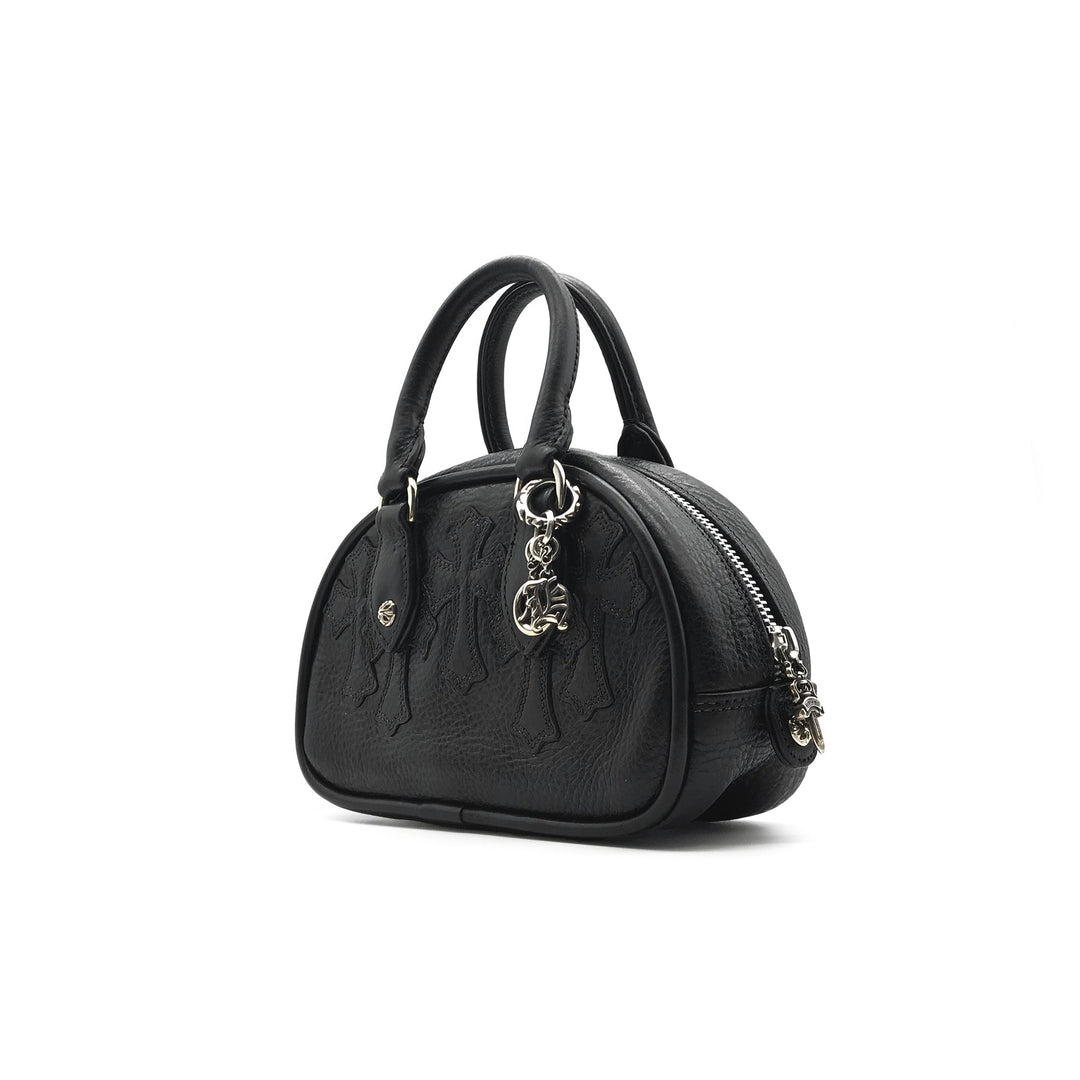 Chrome Hearts Leather Cross Patch Black Mini Bowling Bag - SHENGLI ROAD MARKET