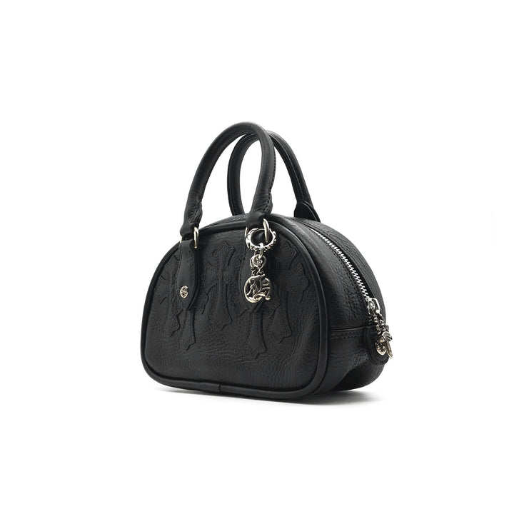 Chrome Hearts Leather Cross Patch Black Mini Bowling Bag - SHENGLI ROAD MARKET