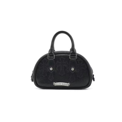 Chrome Hearts Leather Cross Patch Black Mini Bowling Bag - SHENGLI ROAD MARKET