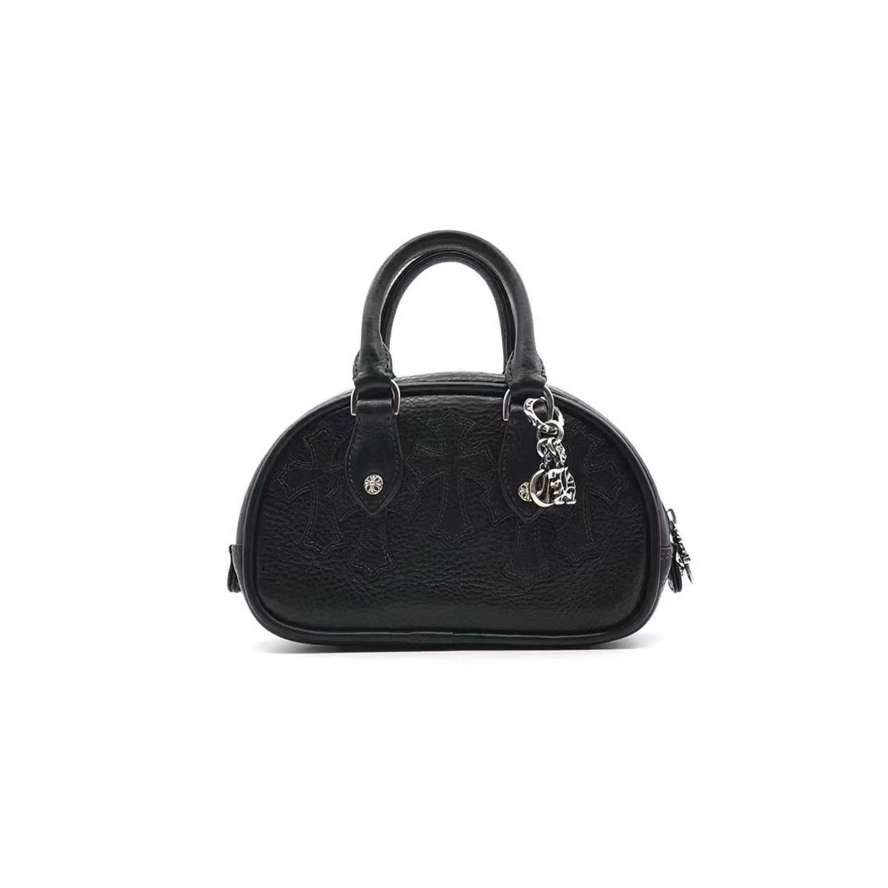 Chrome Hearts Leather Cross Patch Black Mini Gym Bag - SRM