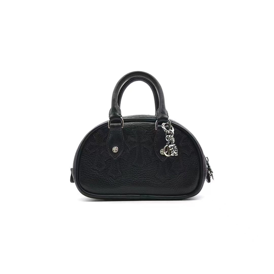 Chrome Hearts Leather Cross Patch Black Mini Gym Bag - SHENGLI ROAD MARKET