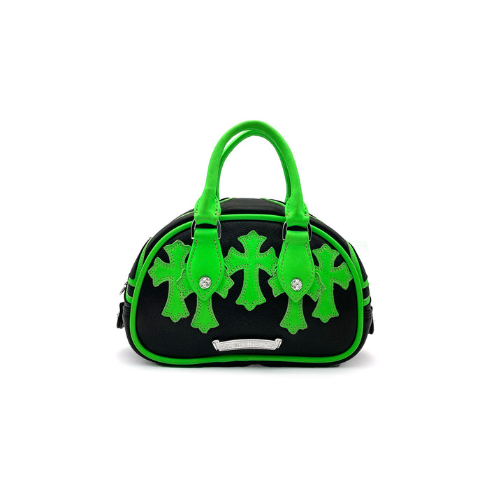 Chrome Hearts Leather Cross Patch Black&Green Mini Bowling Bag - SHENGLI ROAD MARKET