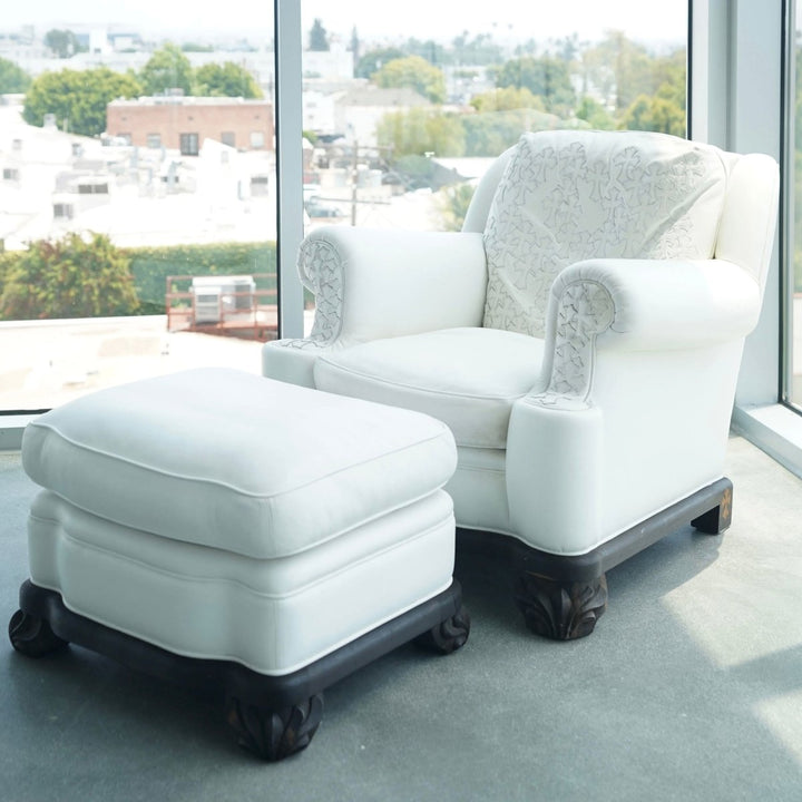 Chrome Hearts Leather Cross Patch Lounge Chair & Ottoman Set - SHENGLI ROAD MARKET