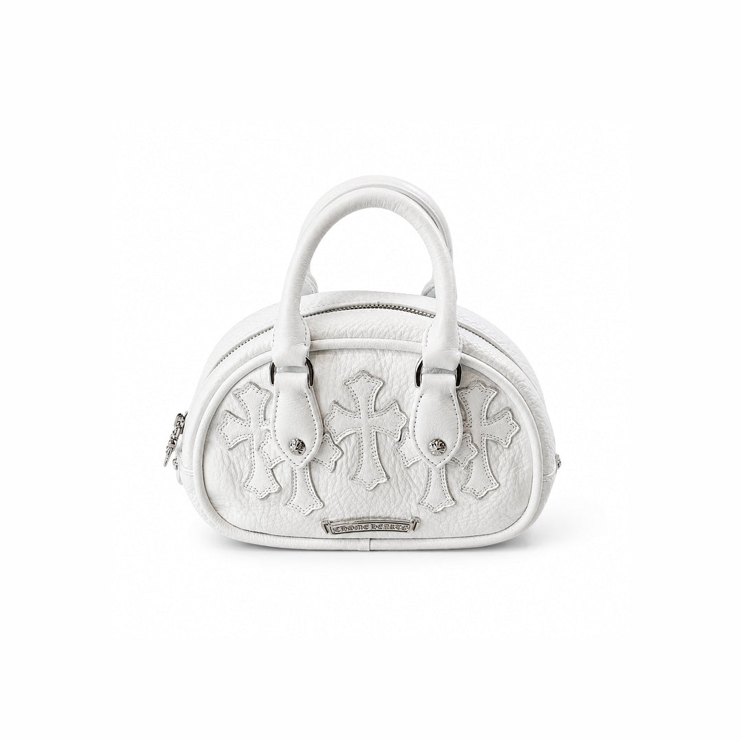 Chrome Hearts Leather Cross Patch White Mini Gym Bag - SHENGLI ROAD MARKET