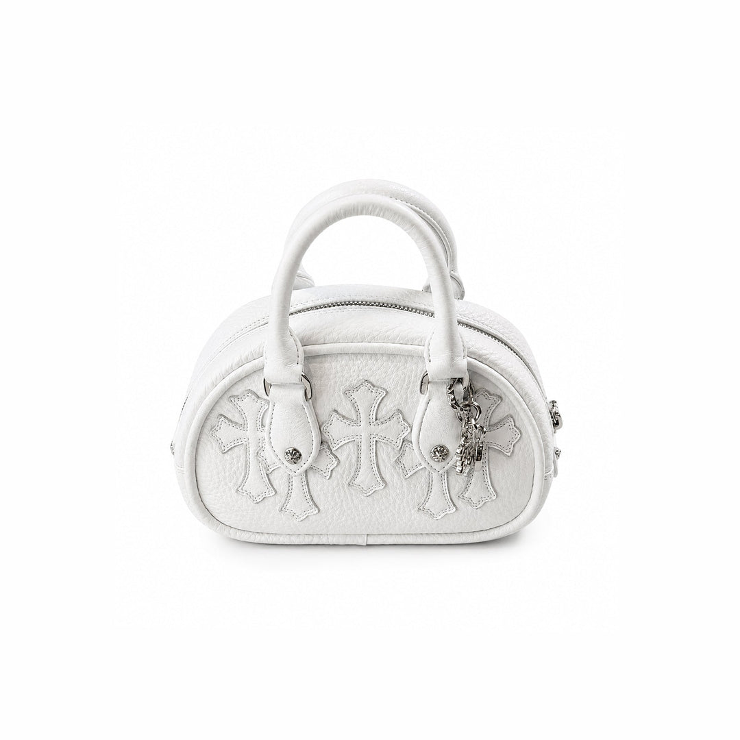 Chrome Hearts Leather Cross Patch White Mini Gym Bag - SHENGLI ROAD MARKET