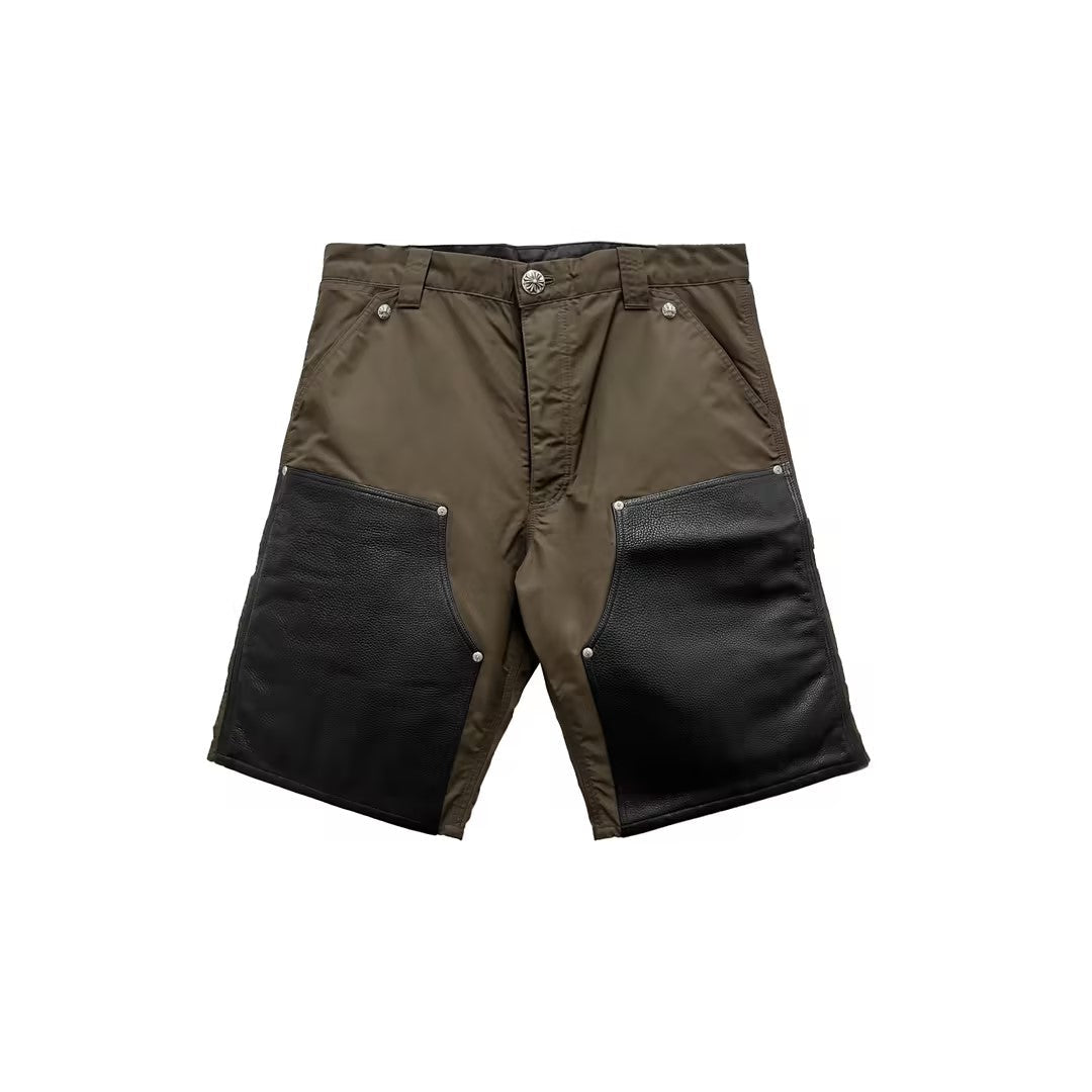 Chrome Hearts Leather Double Knee Brown Carpenter Shorts - SHENGLI ROAD MARKET