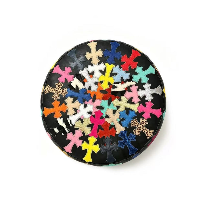 Chrome Hearts Leather Multicolor Cross Patch Stool - SHENGLI ROAD MARKET