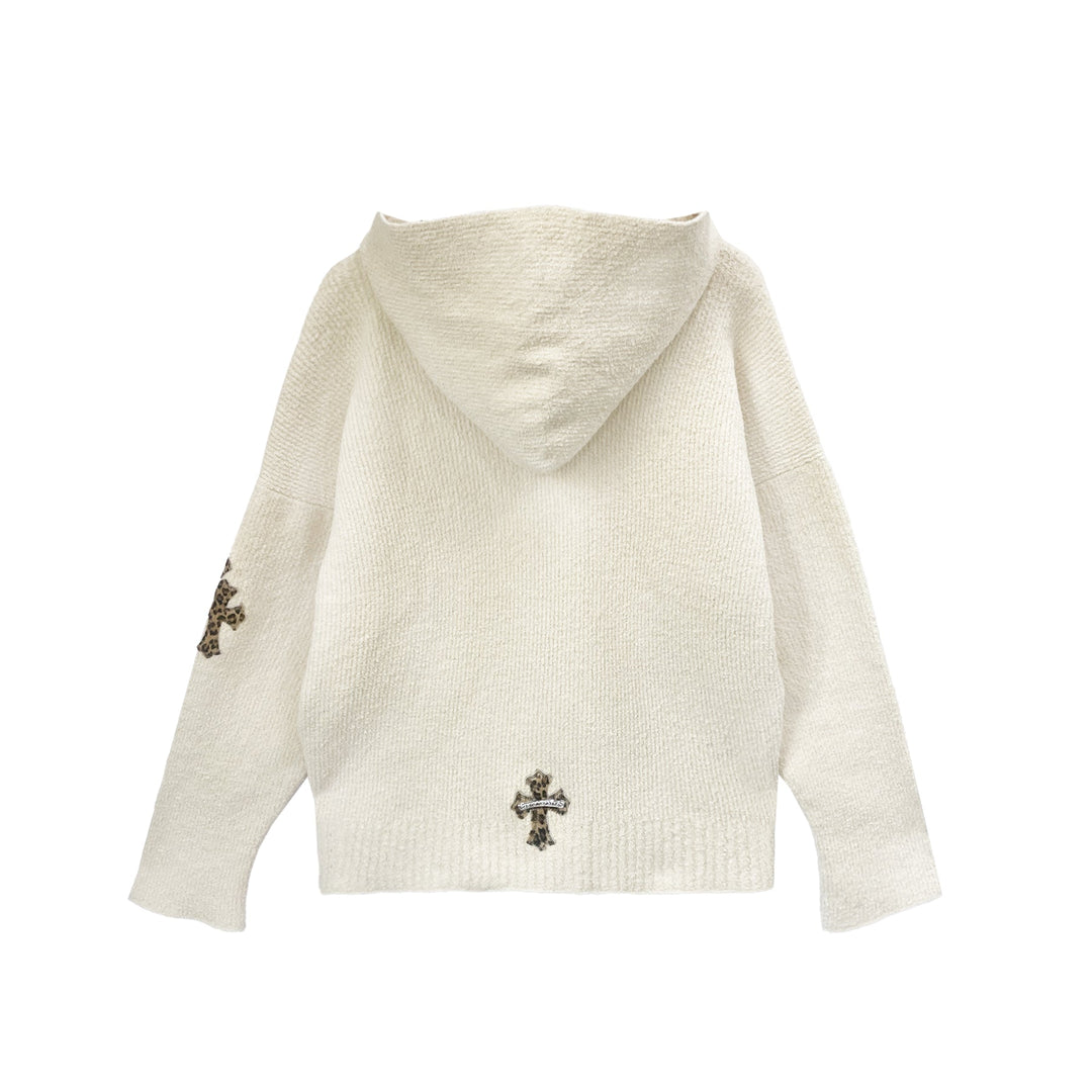 Chrome Hearts Leopard Cross Patch Cashmere Pullover Hoodie - SHENGLI ROAD MARKET