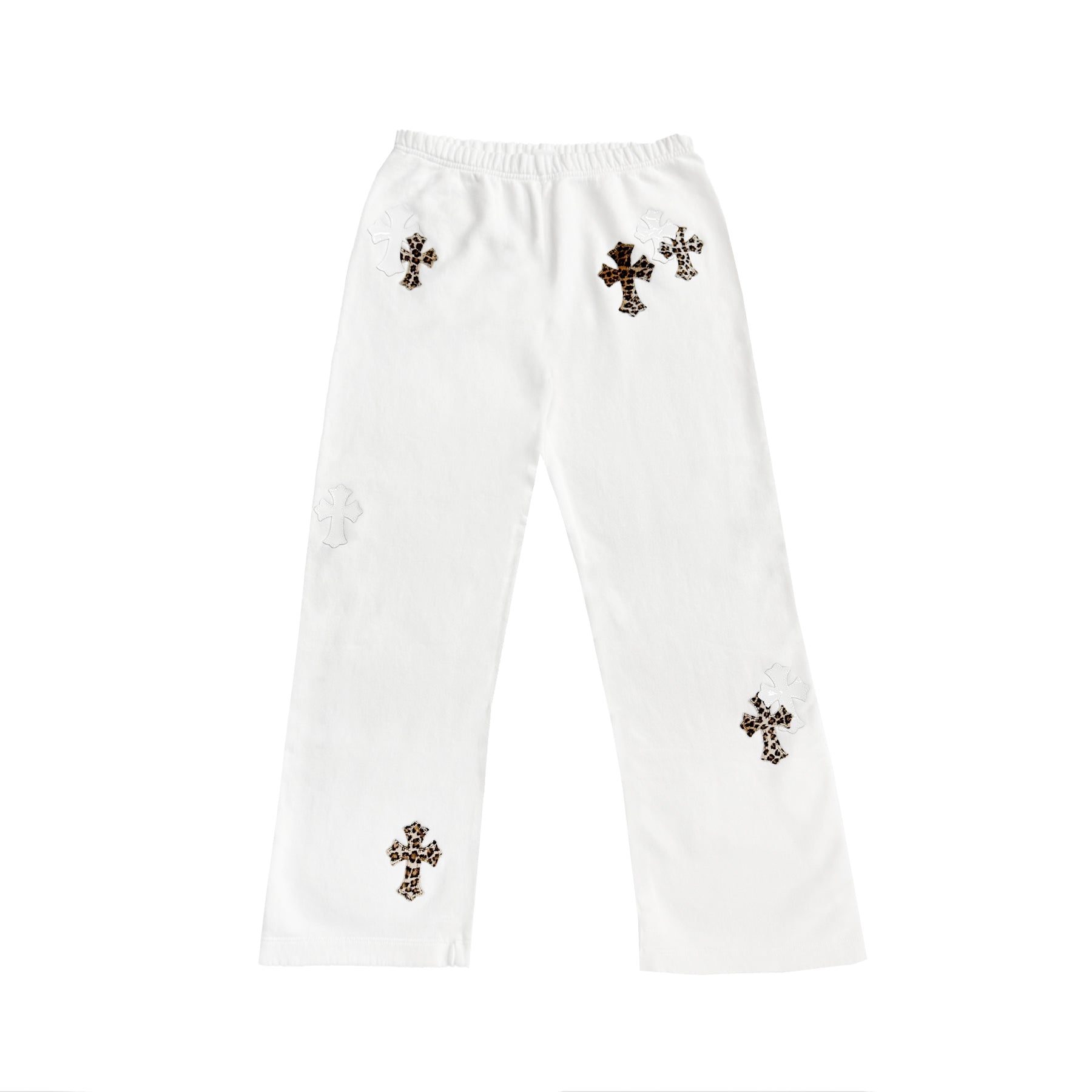 Chrome Hearts Leopard Cross Patch White Sweatpants - SRM – SHENGLI