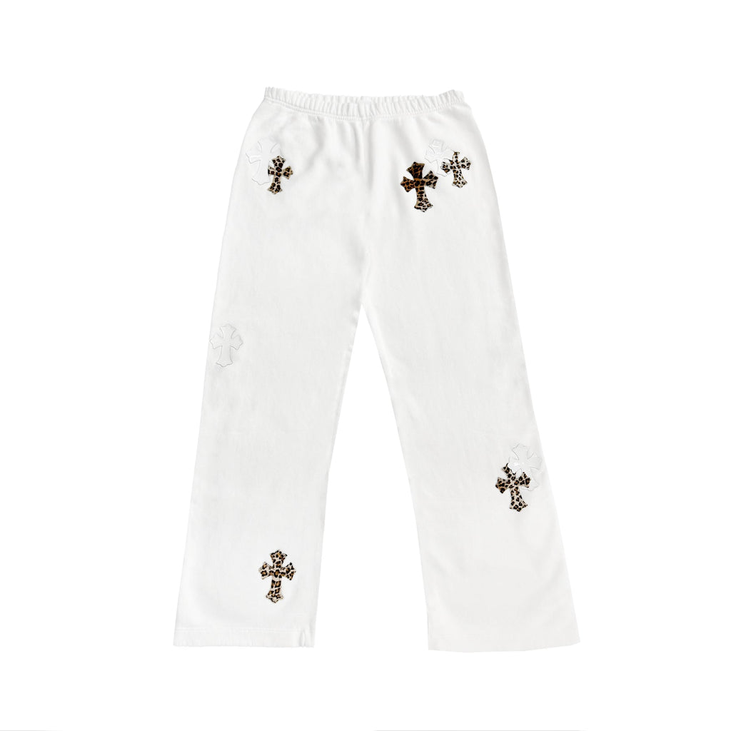Chrome Hearts Leopard Cross Patch White Sweatpants - SRM – SHENGLI