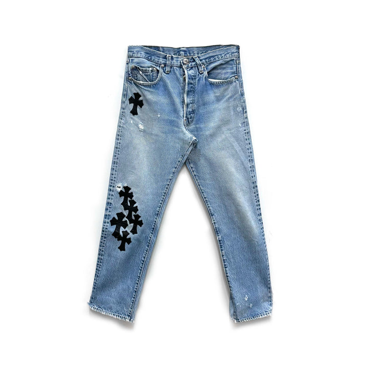 Chrome Hearts Levi's 501 Alligator Cross Patch Denim Jeans - SHENGLI ROAD MARKET