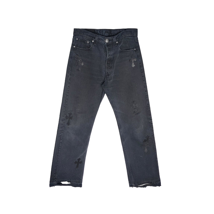 Chrome Hearts Levi's 501 Black Cross Patch Grey Jeans - SHENGLI ROAD MARKET