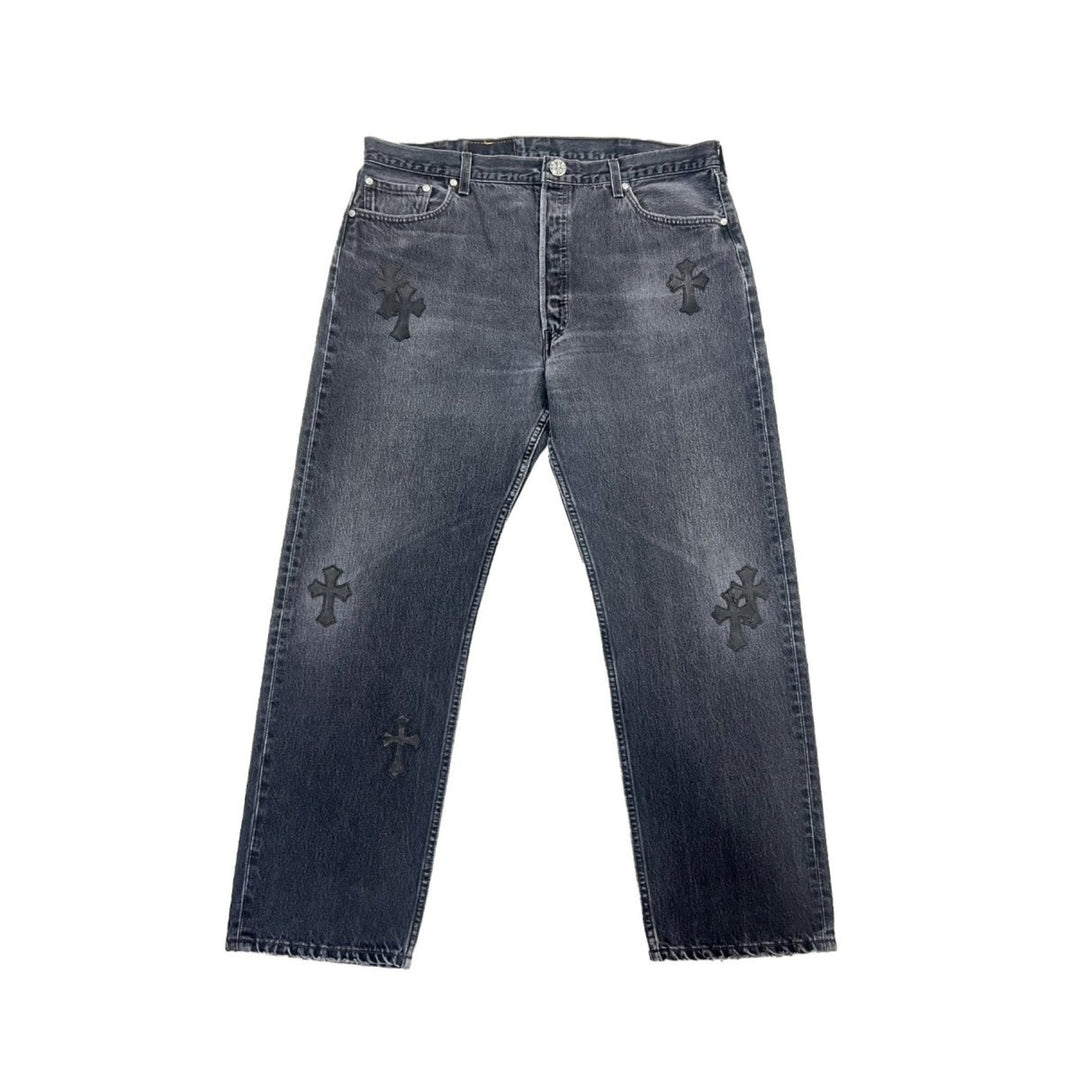 Chrome Hearts Levi's 501 Black Cross Patch Grey Jeans - SHENGLI ROAD MARKET