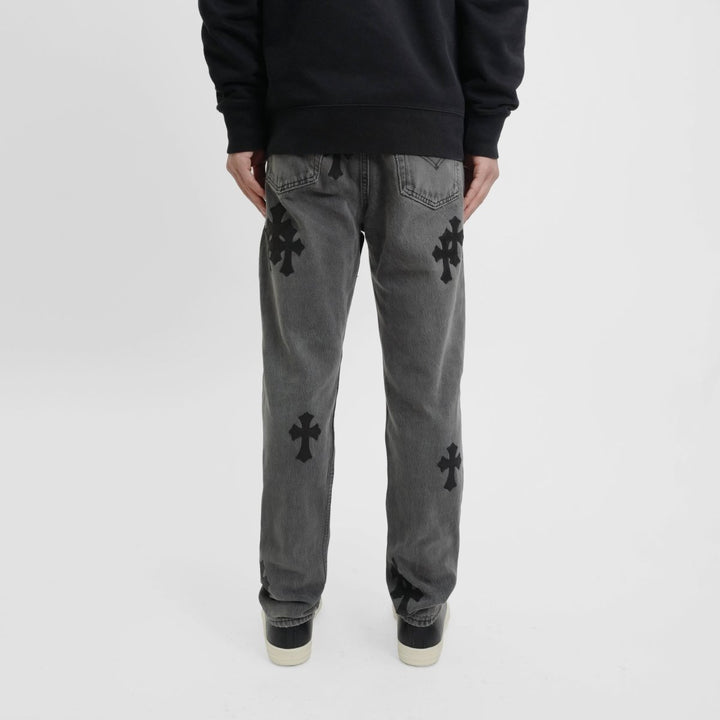 Chrome Hearts Levi's 501 Black Cross Patch Grey Jeans - SHENGLI ROAD MARKET