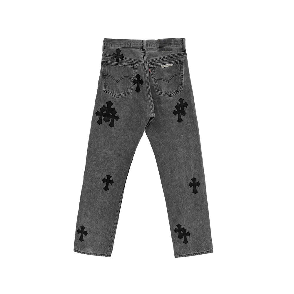 Chrome Hearts Levi's 501 Black Cross Patch Grey Jeans - SHENGLI ROAD MARKET
