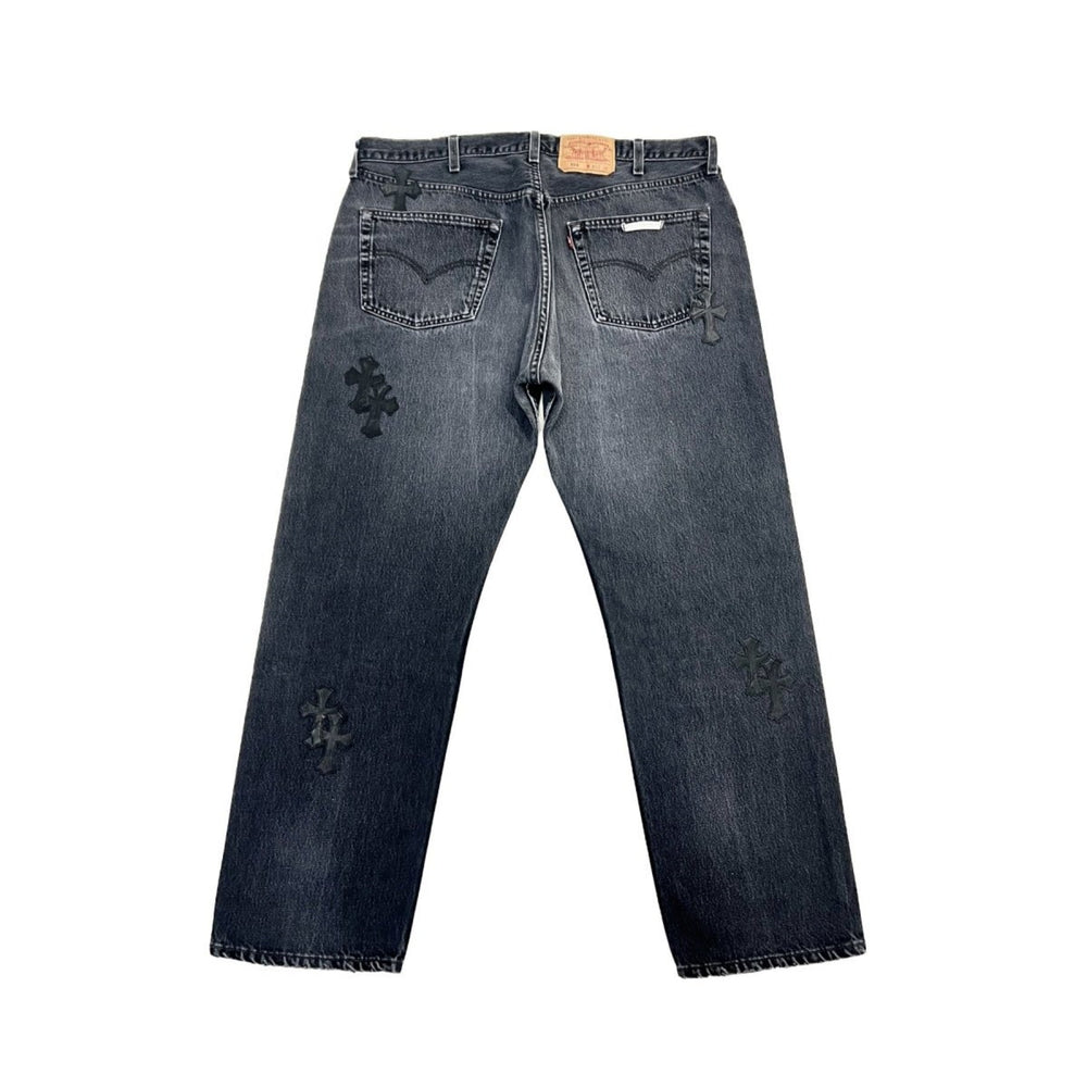 Chrome Hearts Levi's 501 Black Cross Patch Grey Jeans - SHENGLI ROAD MARKET