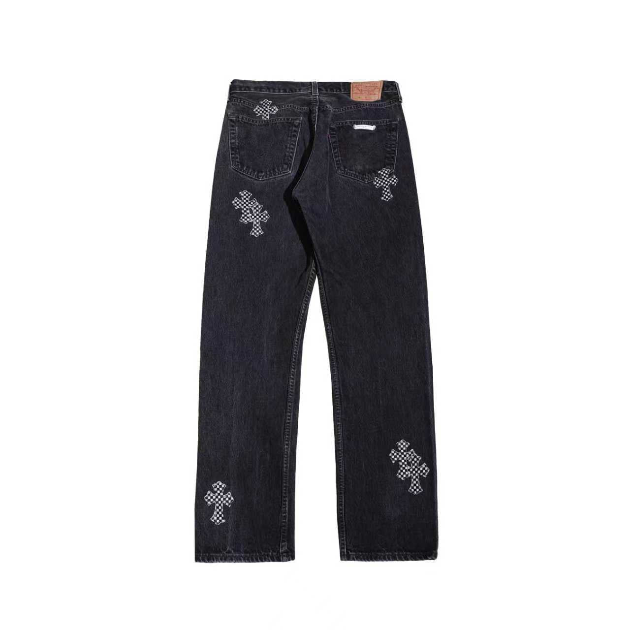 Chrome Hearts Levi's 501 Black&White Checkerboard Pony Hair Cross