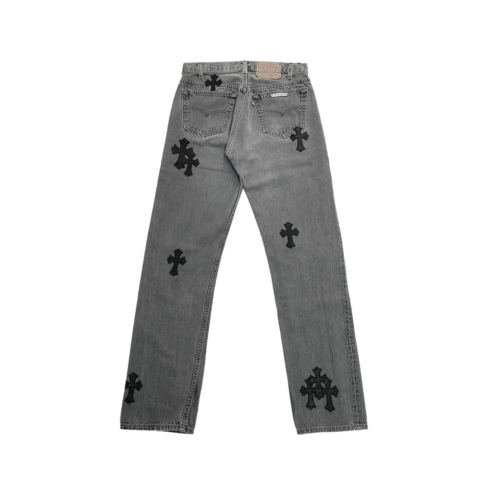 Chrome Hearts Levi's 501 Cross Patch Gray Jeans - SHENGLI ROAD MARKET