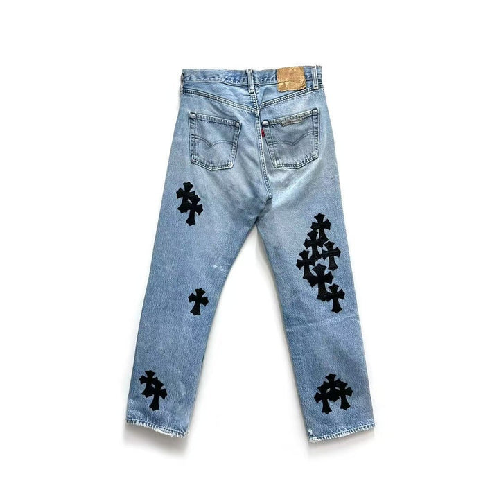 Chrome Hearts Levi's 501 Exclusive Alligator Cross Patch Denim Jeans - SHENGLI ROAD MARKET