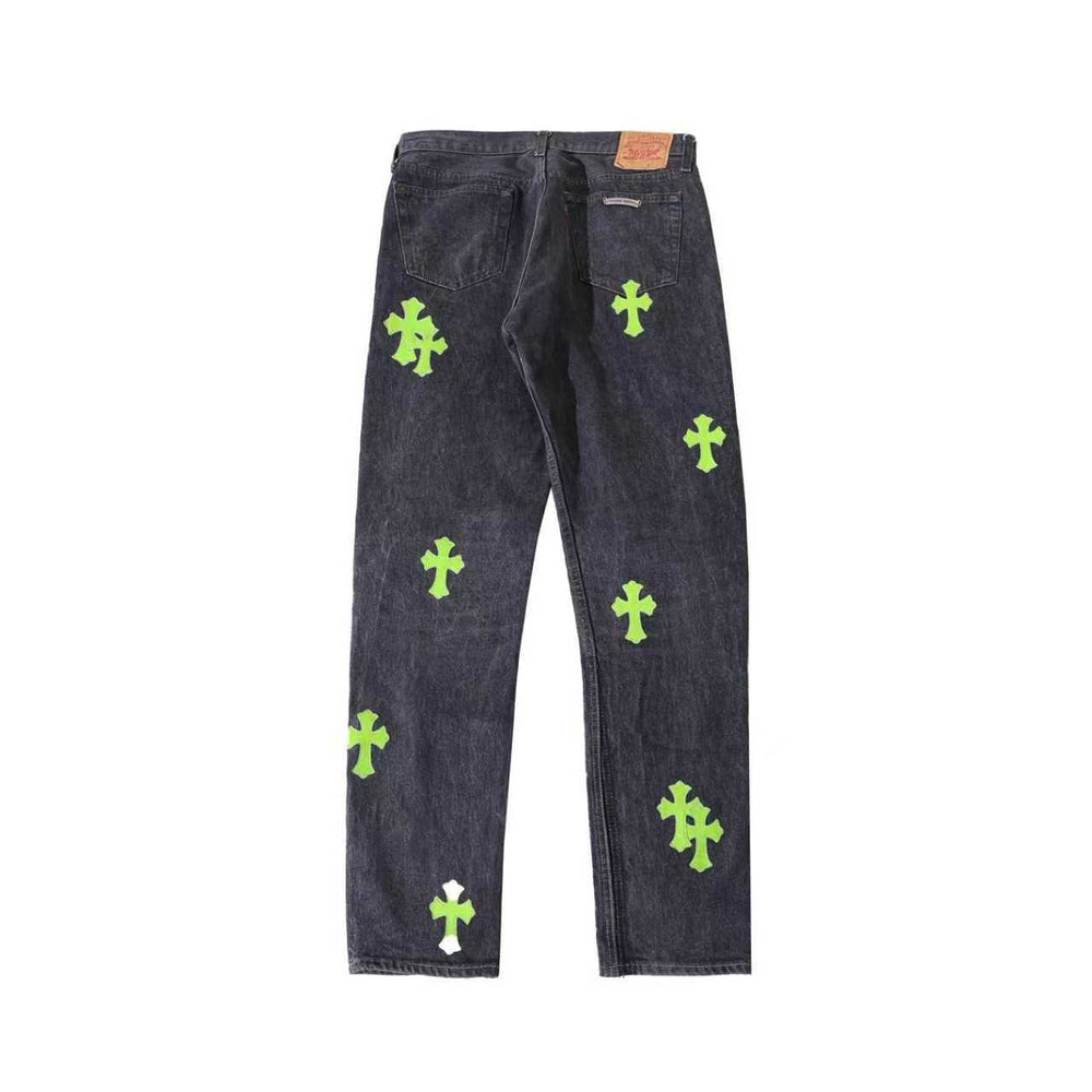 Chrome Hearts Levi's 501 Green Cross Patch Black&Grey Jeans - SHENGLI ROAD MARKET