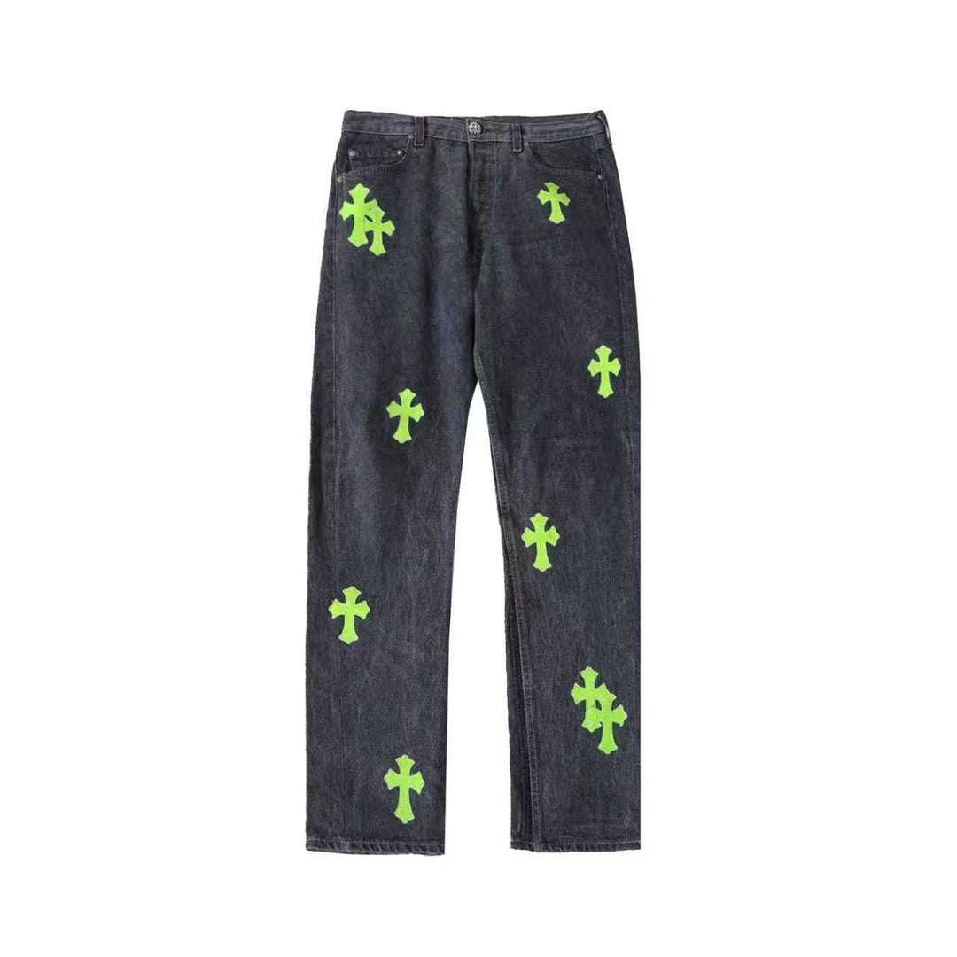 Chrome Hearts Levi's 501 Green Cross Patch Black&Grey Jeans - SHENGLI ROAD MARKET