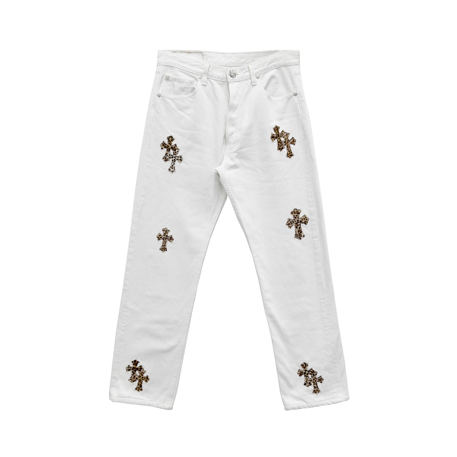 Chrome Hearts Levi's 501 Leopard Cross White Jeans - SRM – SHENGLI