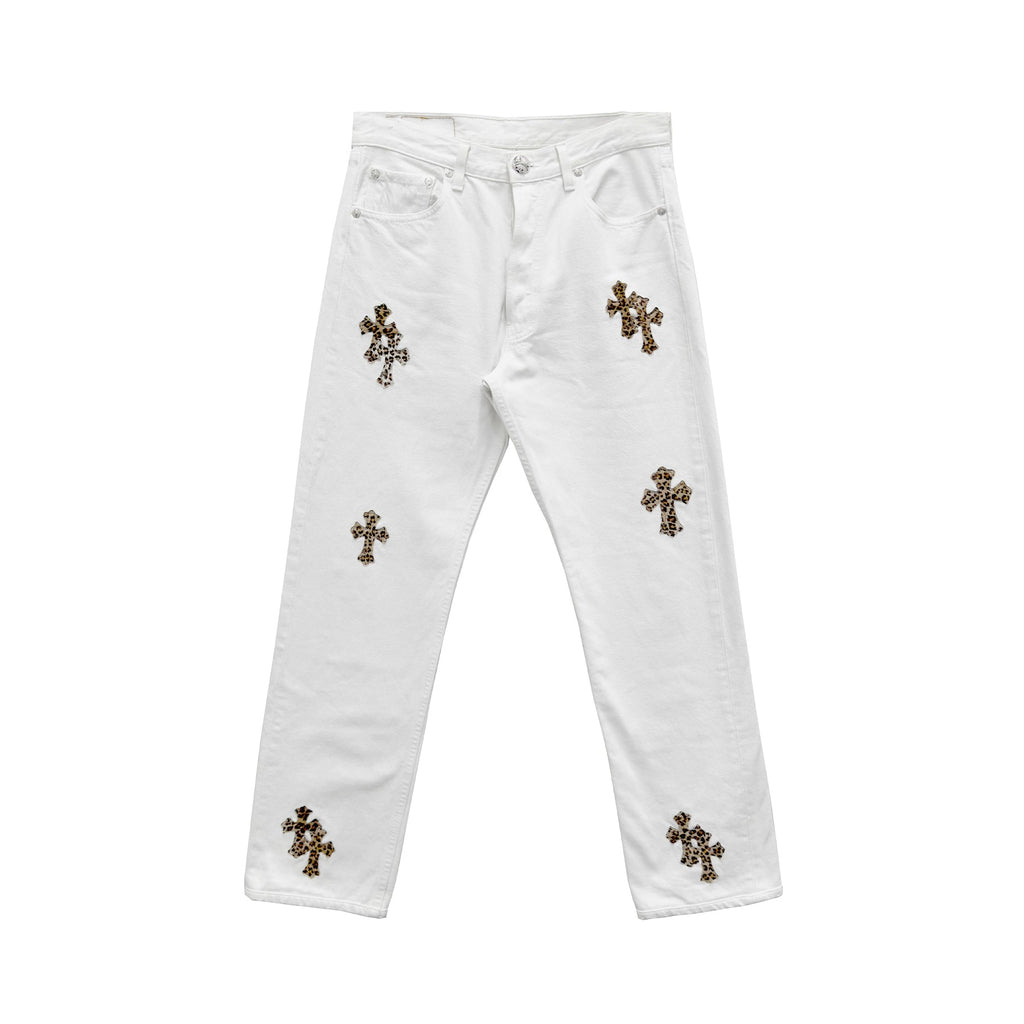 Chrome Hearts Levi's 501 Leopard Cross White Jeans - SRM – SHENGLI