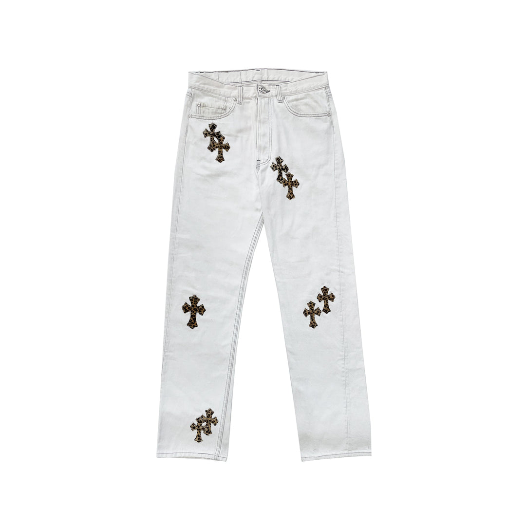 Chrome Hearts Levi's 501 Leopard Pony Hair Cross Patch Denim Jeans - SHENGLI ROAD MARKET