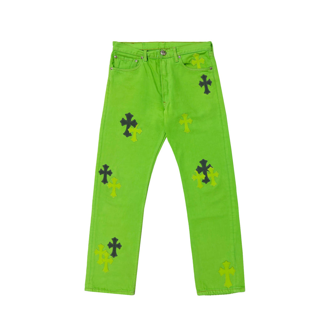 Chrome Hearts Levi's 501 Matty Boy Sex Records Cross Patch Green Jeans - SHENGLI ROAD MARKET