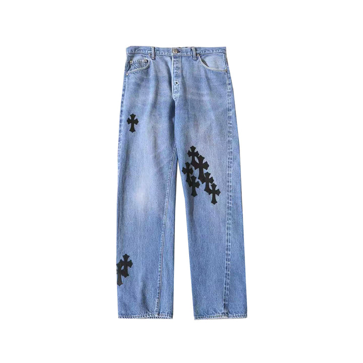 Chrome Hearts Levi’s 501 Multi Cross Patch Denim Jeans - SHENGLI ROAD MARKET