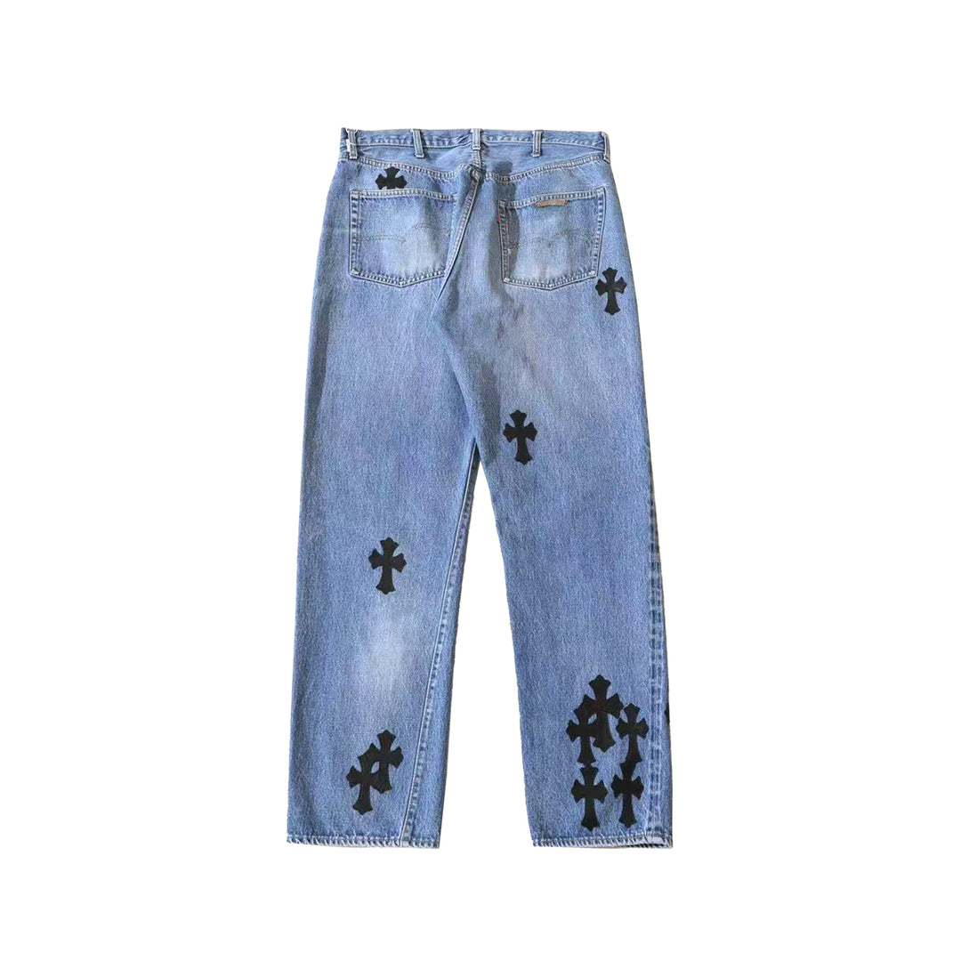 Chrome Hearts Levi’s 501 Multi Cross Patch Denim Jeans - SHENGLI ROAD MARKET