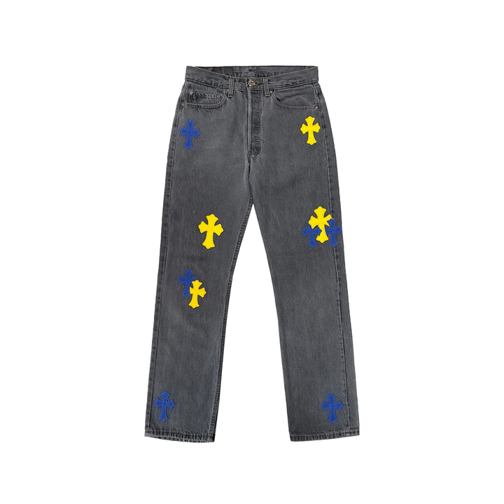 Chrome Hearts Levi’s 501 New York Exclusive Cross Patch Jeans - SHENGLI ROAD MARKET