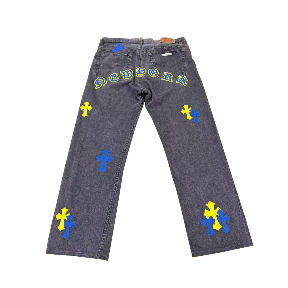 Chrome Hearts Levi’s 501 New York Exclusive Cross Patch Jeans - SHENGLI ROAD MARKET