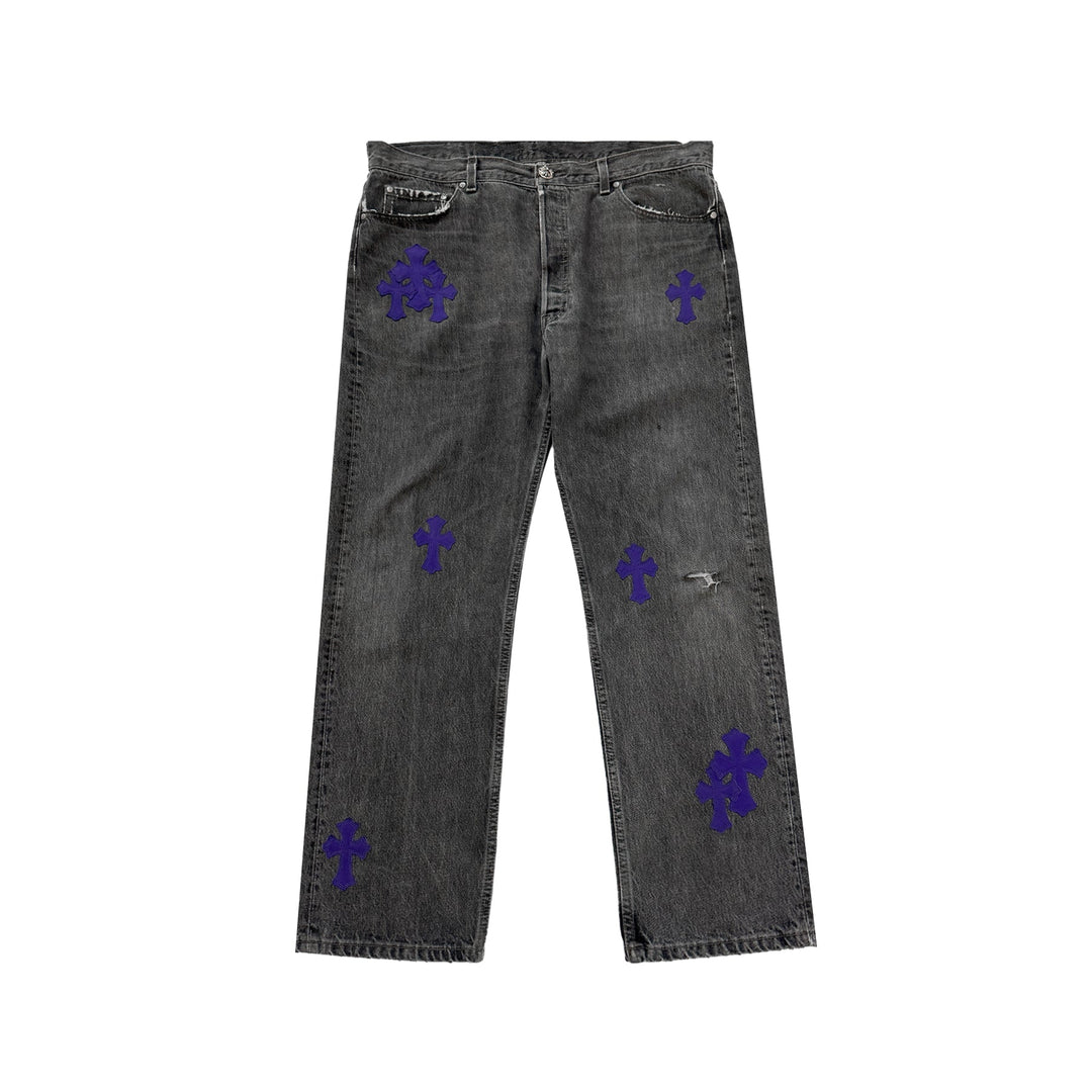 Chrome Hearts Levi's 501 Purple Cross Patch Jeans - SHENGLI ROAD MARKET