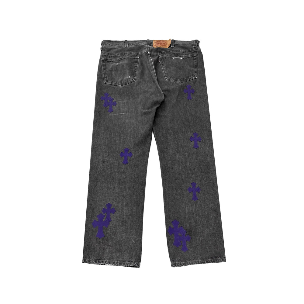 Chrome Hearts Levi's 501 Purple Cross Patch Jeans - SHENGLI ROAD MARKET
