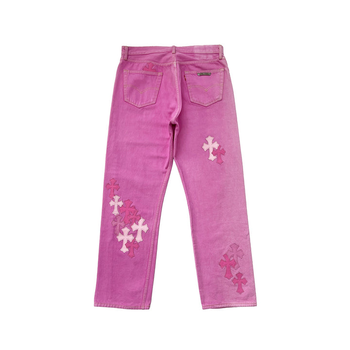 Chrome Hearts Levi's 501 Sex Records Pink Cross Patch Jeans - SHENGLI ROAD MARKET
