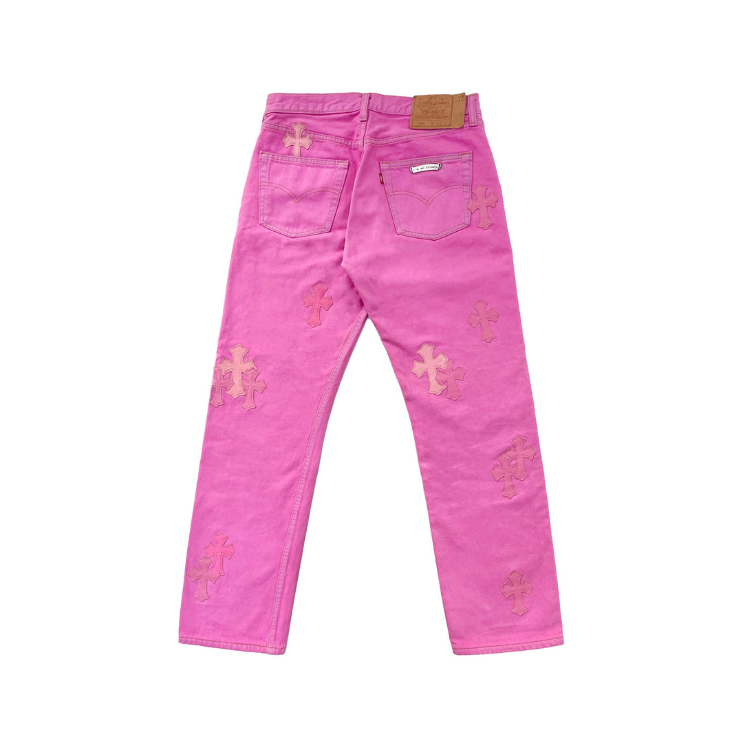 Chrome Hearts Levi's 501 Sex Records Pink Cross Patch Jeans - SHENGLI ROAD MARKET