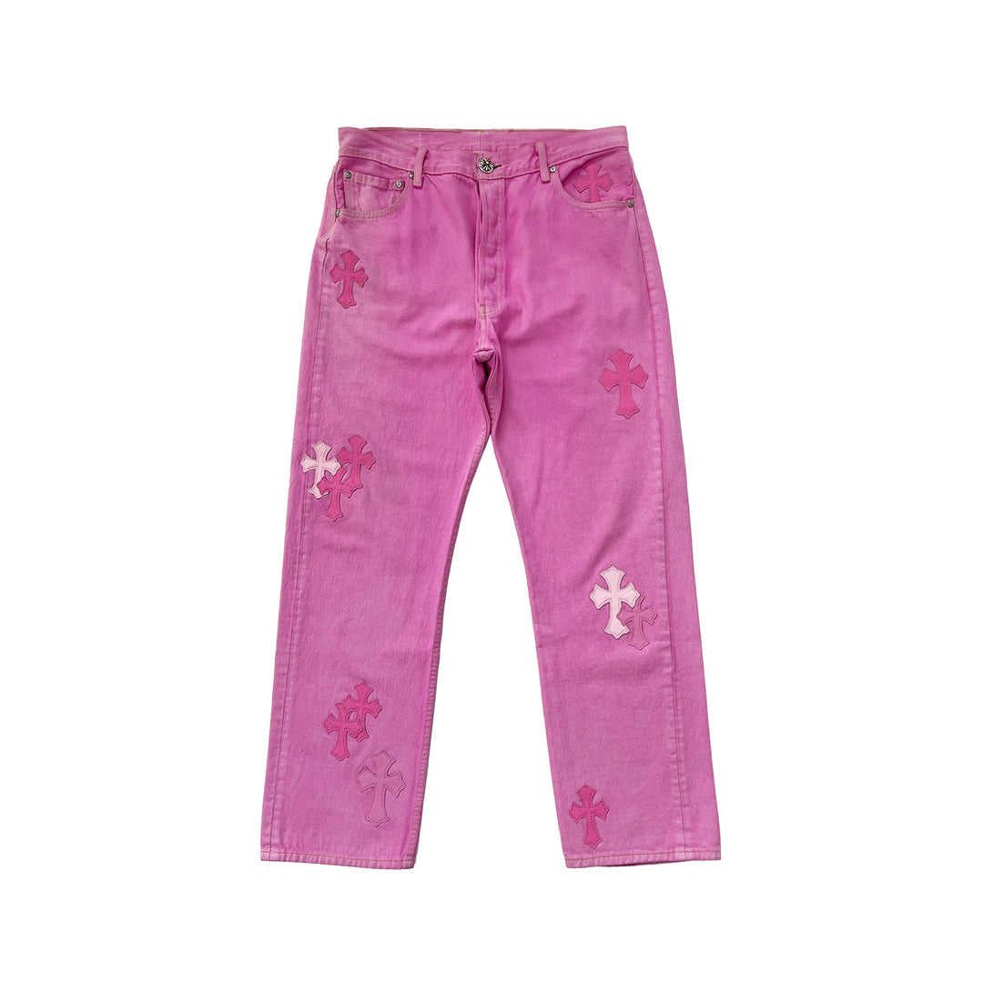 Chrome Hearts Levi's 501 Sex Records Pink Cross Patch Jeans - SHENGLI ROAD MARKET