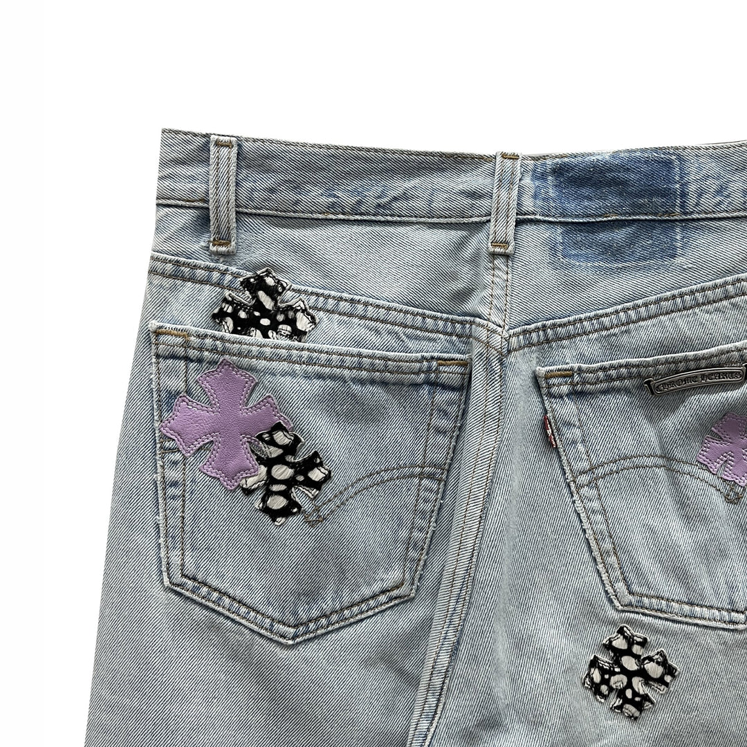Chrome Hearts Levi's 501 Zebra&Purple Cross Patch Jeans - SHENGLI ROAD MARKET