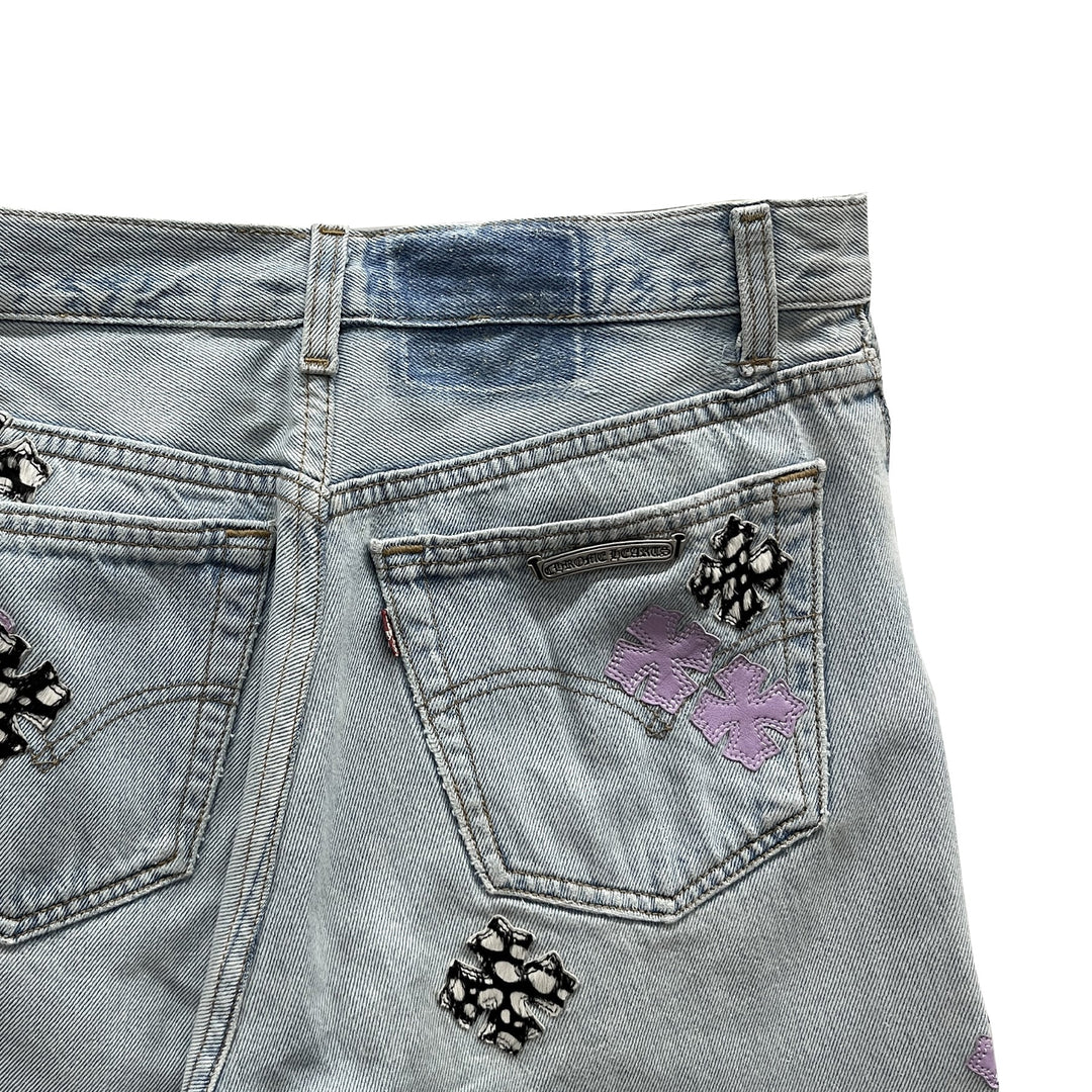 Chrome Hearts Levi's 501 Zebra&Purple Cross Patch Jeans - SHENGLI ROAD MARKET